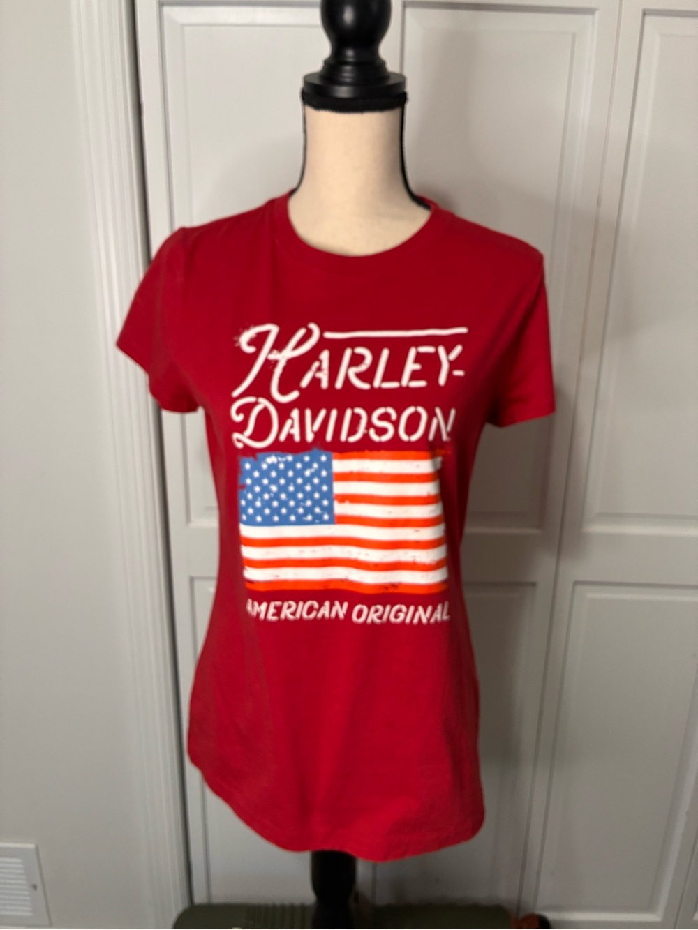 Harley-Davidson Red Kids' Tee with American Flag Graphic